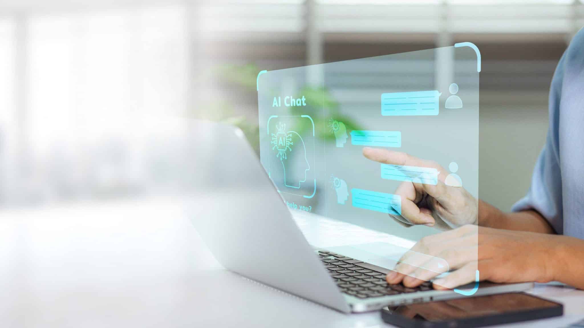 Business man using digital chatbot application Artificial Intell